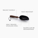 Barebones Garden Scoop Stainless Steel with Walnut Handle